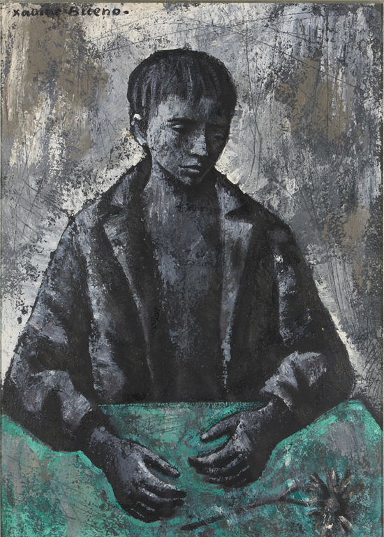 "Ritratto di ragazzo con fiordaliso" (dipinto), Bueno Xavier (1955-1960)